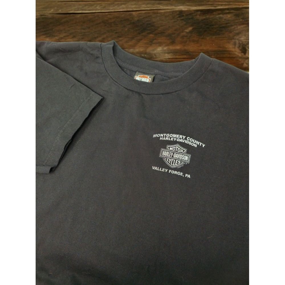 Harley Davidson Motorcycles Shirt Size 2XL Biker Black Valley Forge PA Biker VTG